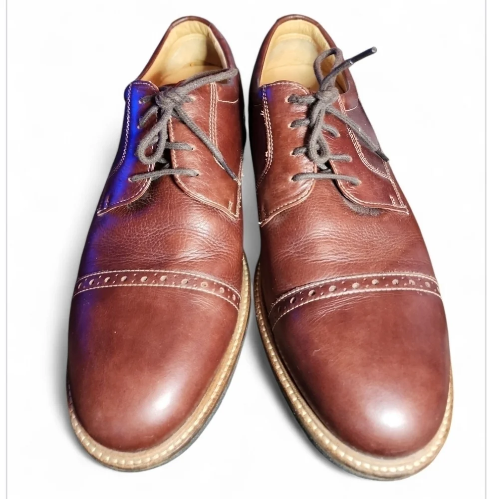 Johnston & Murphy Men's BARLOW CAP TOE Brown Leather Shoes Size 10.5 M Oxford